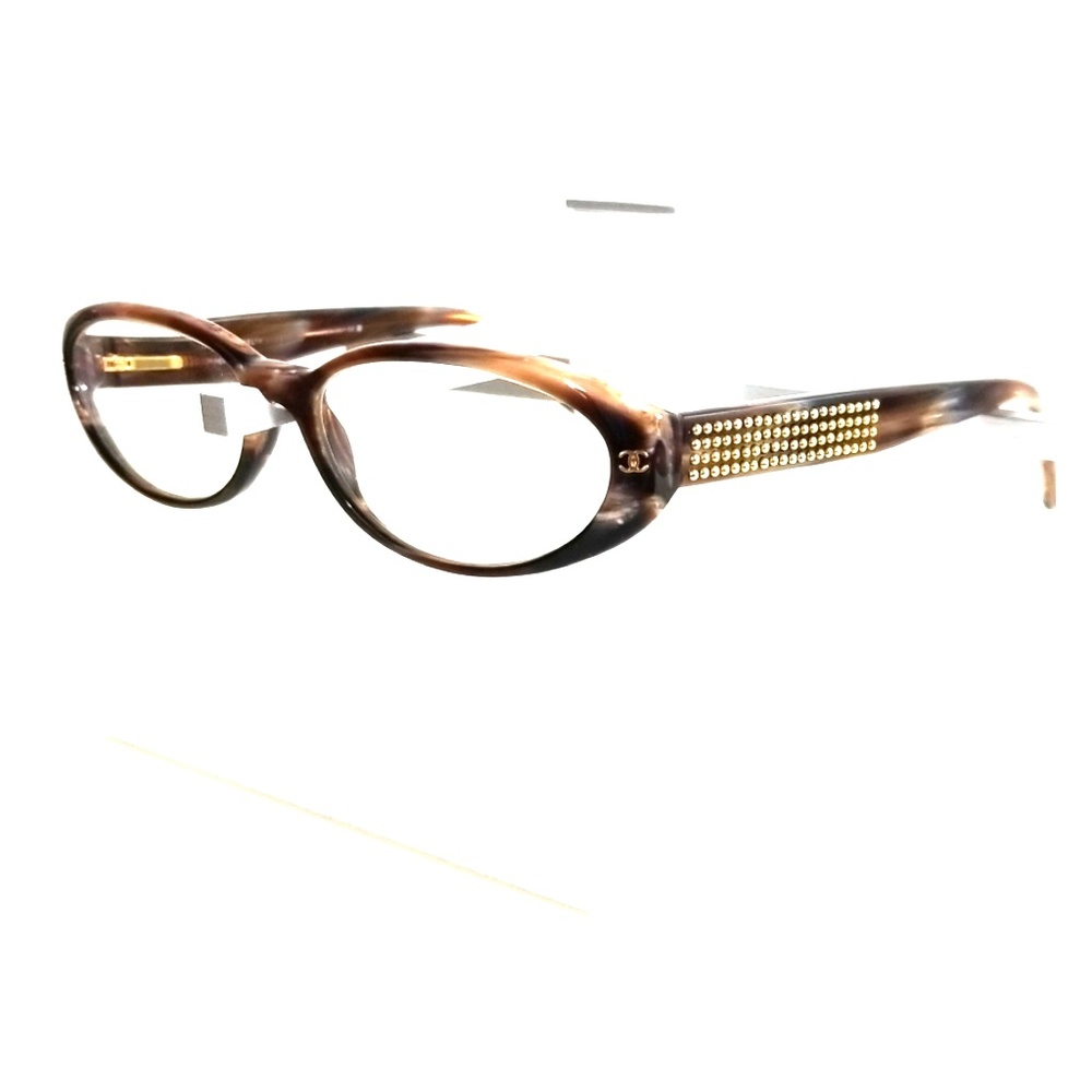 CHANEL Tortoise Stud Eyeglass Frames RX and Case